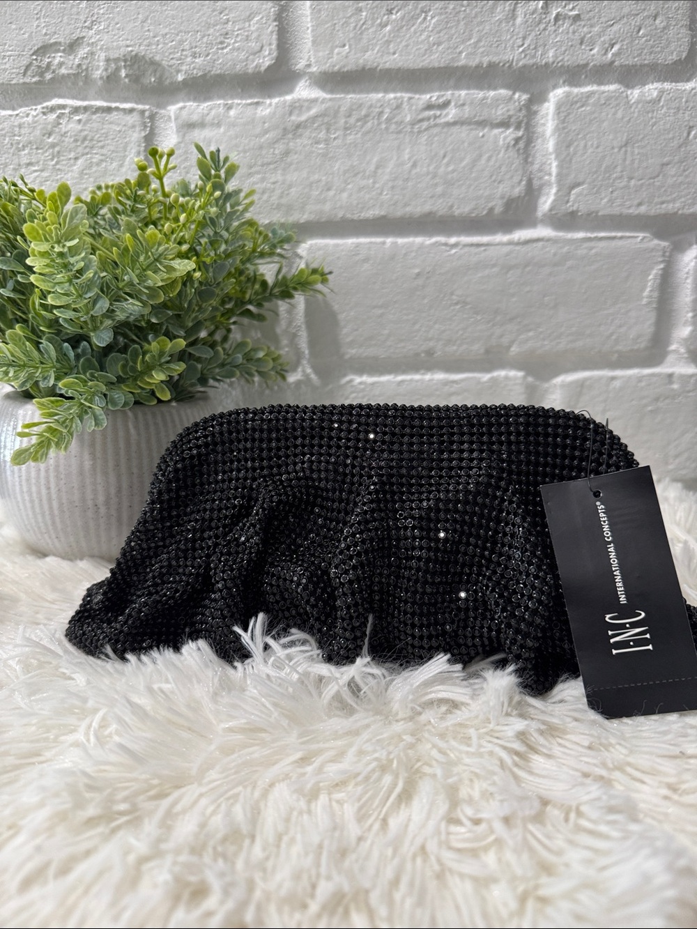 Elegant Black Beaded Clutch